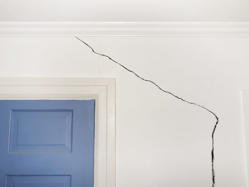 Crack in the wall of a home